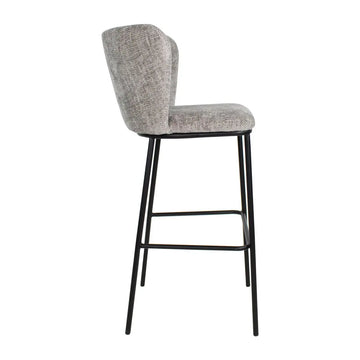 Barhocker – Graue Farbe, Chenille Stoff, Breite Rückenlehne - Bo | Kick Collection