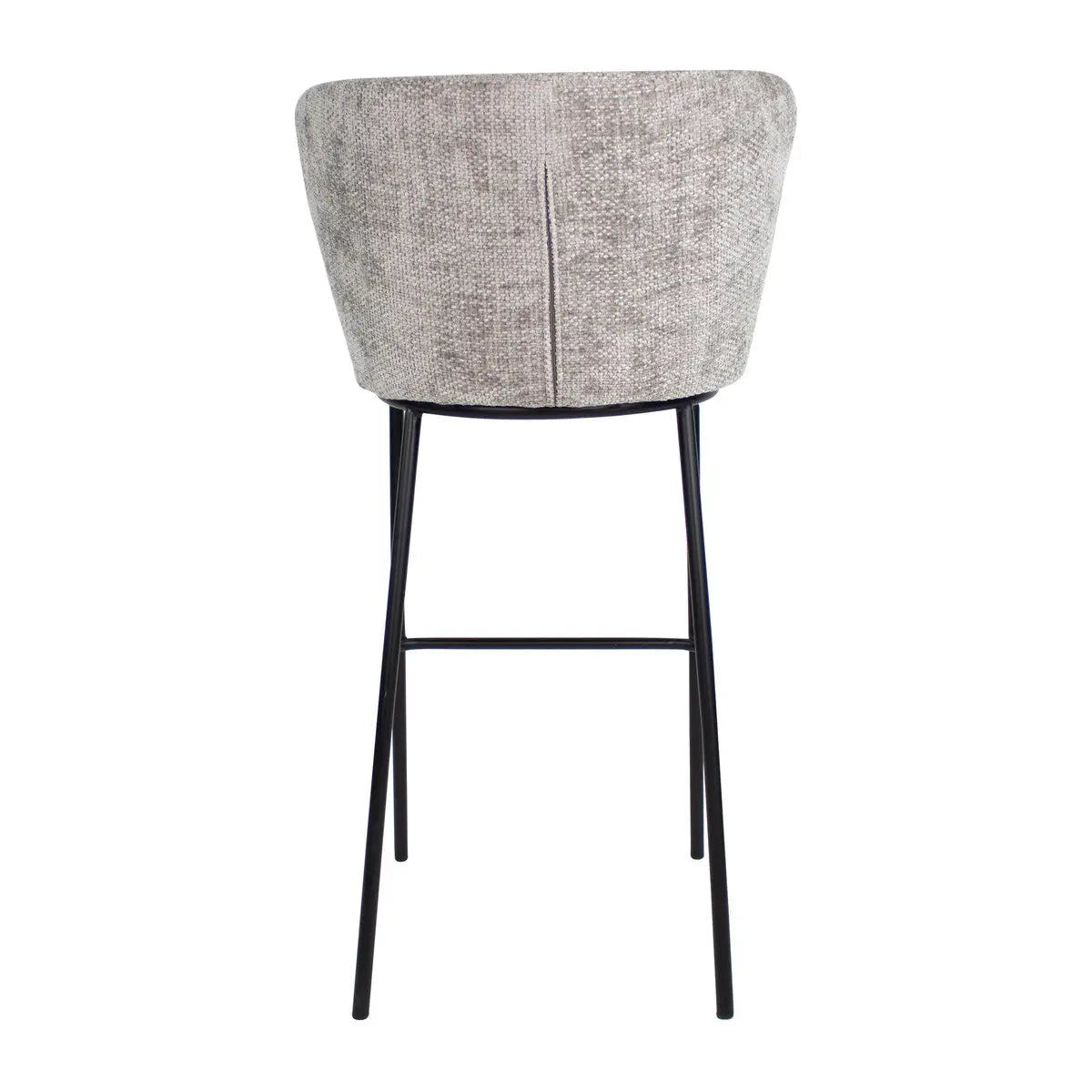 Barhocker – Graue Farbe, Chenille Stoff, Breite Rückenlehne - Bo | Kick Collection