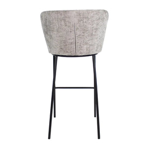 Barhocker – Graue Farbe, Chenille Stoff, Breite Rückenlehne - Bo | Kick Collection