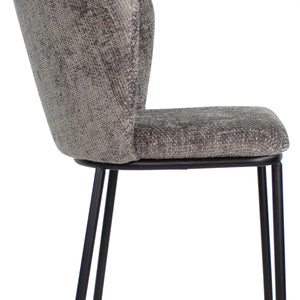 Barhocker – Dunkelgraue Farbe, Chenille Stoff, Breite Rückenlehne - Bo | Kick Collection