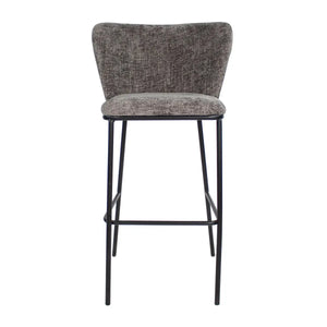 Barhocker – Dunkelgraue Farbe, Chenille Stoff, Breite Rückenlehne - Bo | Kick Collection