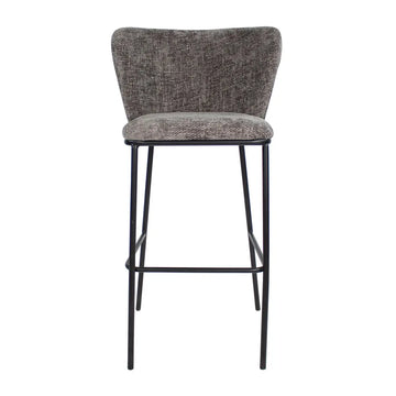 Barhocker – Dunkelgraue Farbe, Chenille Stoff, Breite Rückenlehne - Bo | Kick Collection