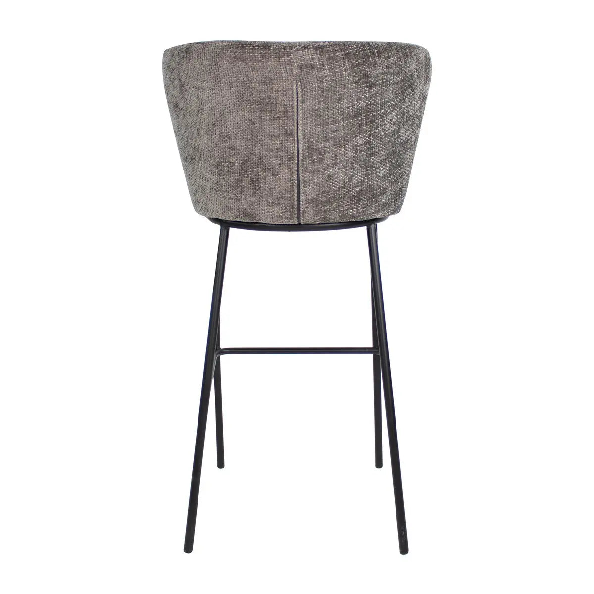Barhocker – Dunkelgraue Farbe, Chenille Stoff, Breite Rückenlehne - Bo | Kick Collection