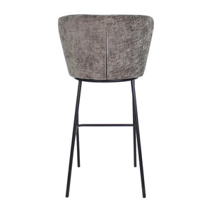 Barhocker – Dunkelgraue Farbe, Chenille Stoff, Breite Rückenlehne - Bo | Kick Collection