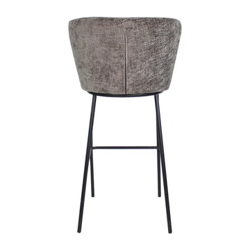 Barhocker – Dunkelgraue Farbe, Chenille Stoff, Breite Rückenlehne - Bo | Kick Collection