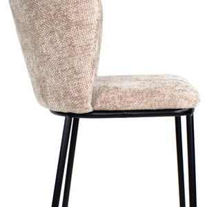 Barhocker – Champagner Farbe, Chenille Stoff, Breite Rückenlehne - Bo | Kick Collection