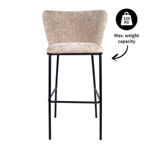 Barhocker – Champagner Farbe, Chenille Stoff, Breite Rückenlehne - Bo | Kick Collection