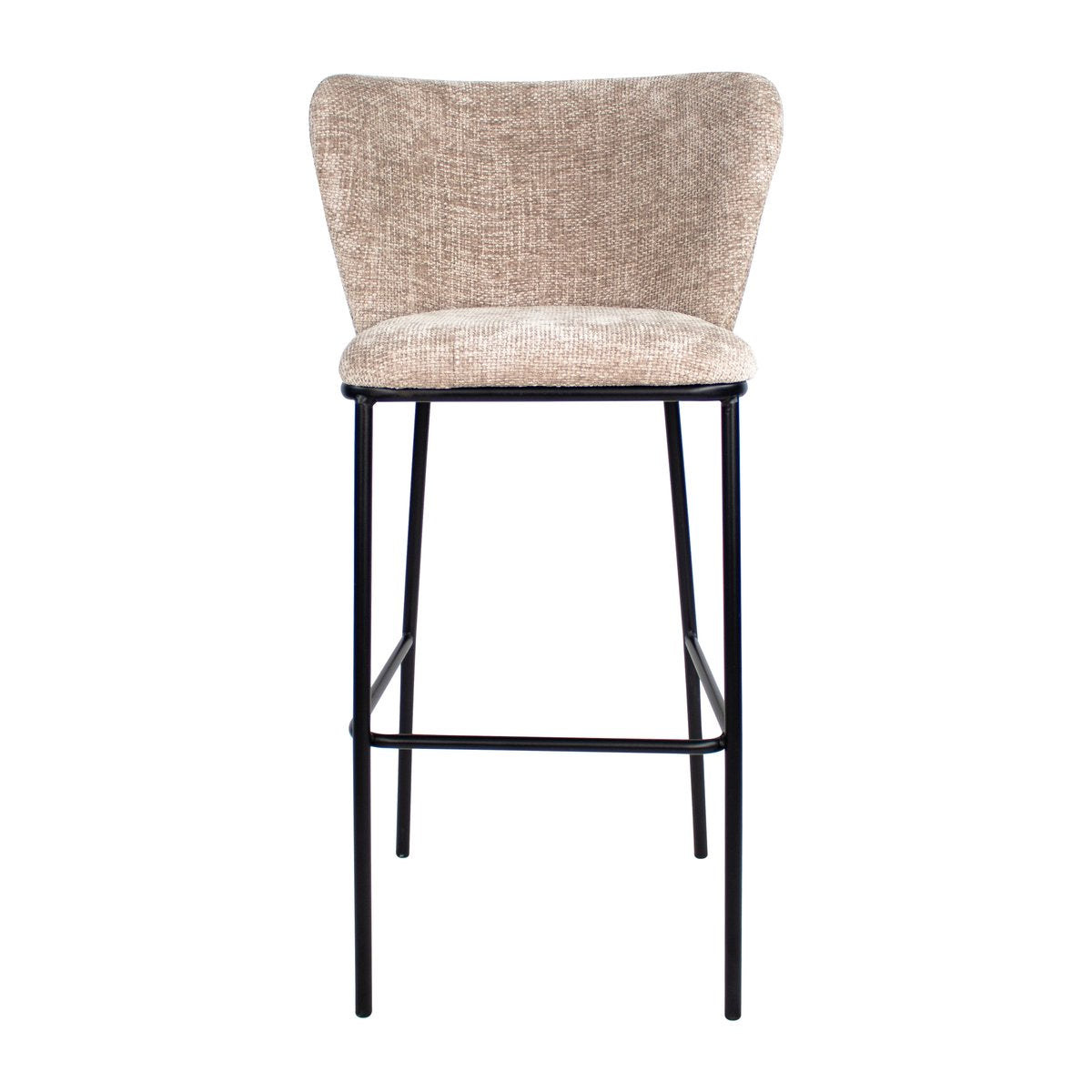 Barhocker – Champagner Farbe, Chenille Stoff, Breite Rückenlehne - Bo | Kick Collection