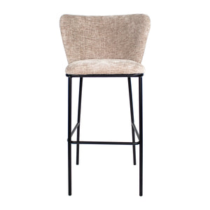 Barhocker – Champagner Farbe, Chenille Stoff, Breite Rückenlehne - Bo | Kick Collection