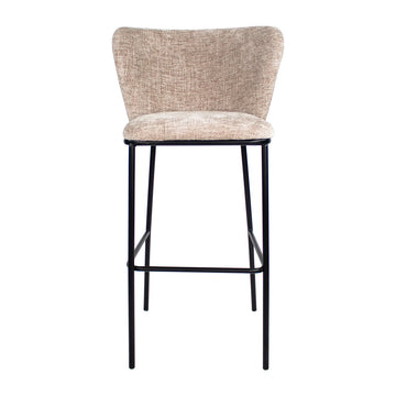 Barhocker – Champagner Farbe, Chenille Stoff, Breite Rückenlehne - Bo | Kick Collection