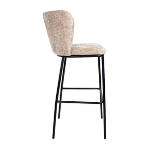 Barhocker – Champagner Farbe, Chenille Stoff, Breite Rückenlehne - Bo | Kick Collection