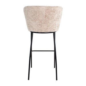 Barhocker – Champagner Farbe, Chenille Stoff, Breite Rückenlehne - Bo | Kick Collection