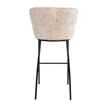 Barhocker – Champagner Farbe, Chenille Stoff, Breite Rückenlehne - Bo | Kick Collection