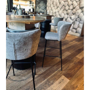 Barhocker – Champagner Farbe, Chenille Stoff, Breite Rückenlehne - Bo | Kick Collection