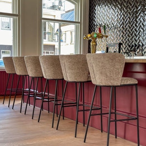 Barhocker – Champagner Farbe, Chenille Stoff, Breite Rückenlehne - Bo | Kick Collection
