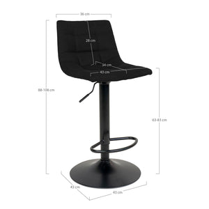 Barstuhl – Samtbezug, Höhenverstellbar, Schwarzes Metallgestell - Middelfart | House Nordic