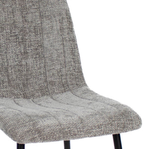 Esszimmerstuhl – Chenille Stoff, Metallrahmen, Streifensteppung, Grau - Sem | Kick
