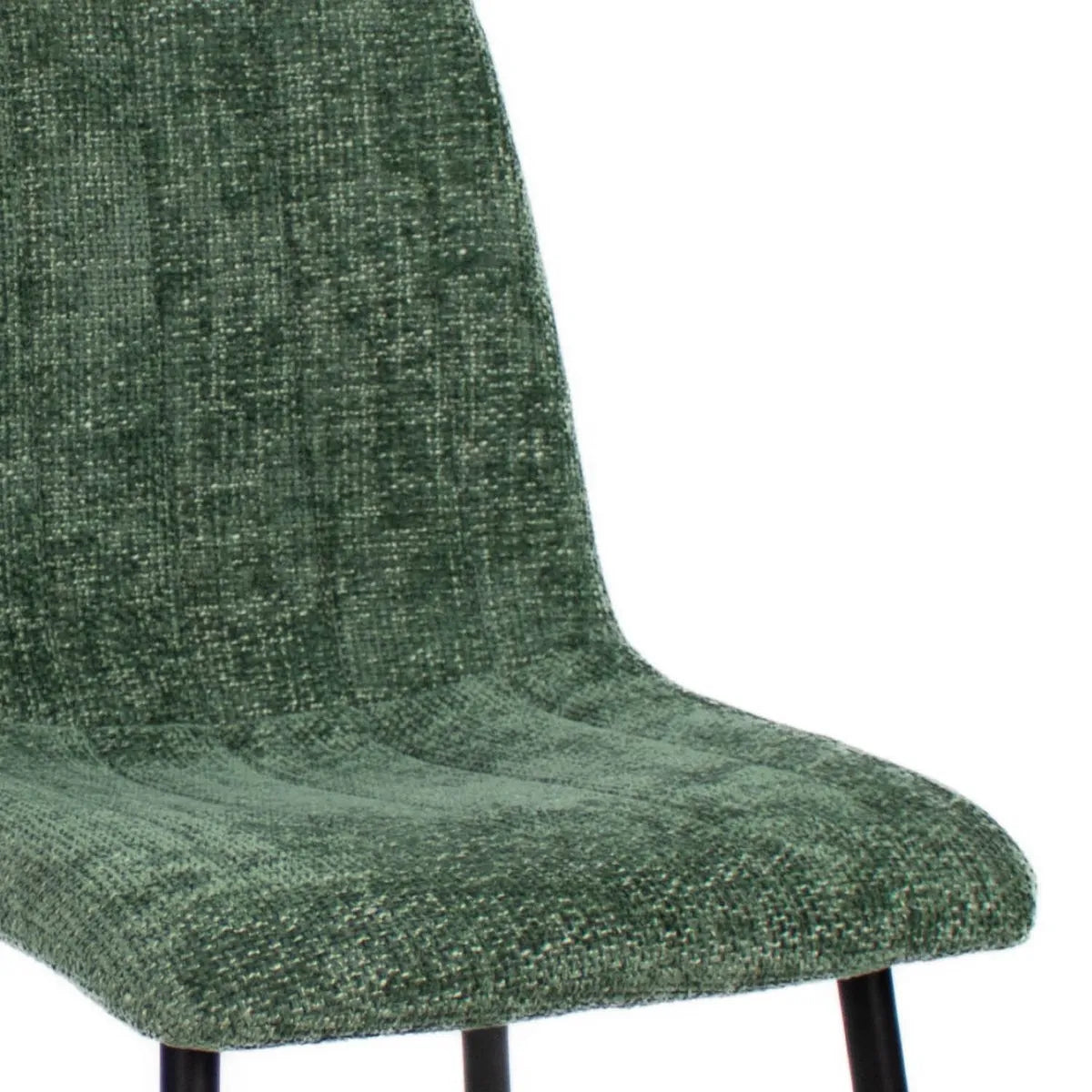 Esszimmerstuhl – Chenille Stoff, Metallrahmen, Streifensteppung, Grün - Sem | Kick