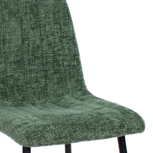 Esszimmerstuhl – Chenille Stoff, Metallrahmen, Streifensteppung, Grün - Sem | Kick
