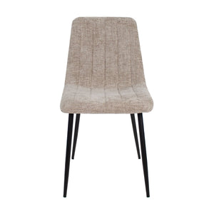 Esszimmerstuhl – Chenille Stoff, Metallrahmen, Streifensteppung, Champagner - Sem | Kick