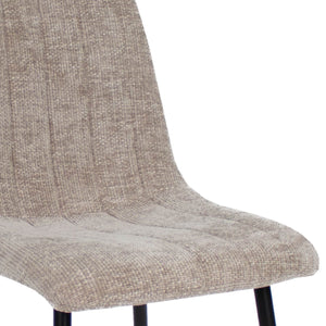 Esszimmerstuhl – Chenille Stoff, Metallrahmen, Streifensteppung, Champagner - Sem | Kick