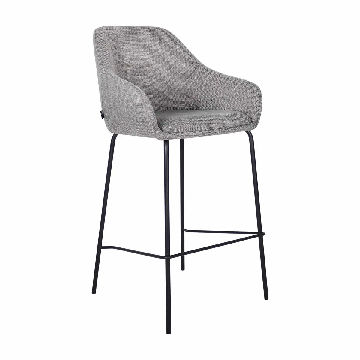 Barstuhl – Texturstoff, Metall Gestell, Armlehne Design, Dunkelgrau - Suus | Kick