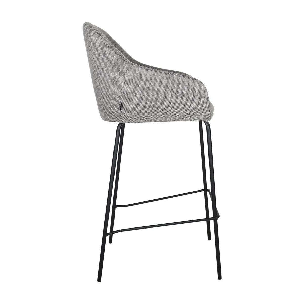 Barstuhl – Texturstoff, Metall Gestell, Armlehne Design, Dunkelgrau - Suus | Kick
