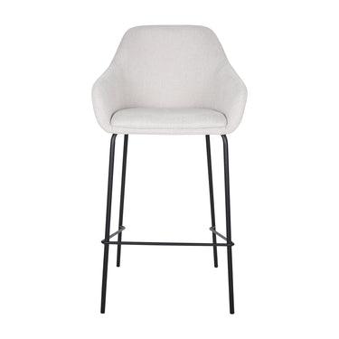 Bar Stool with Textured Fabric Upholstery, Armrests, Black Metal Frame, Comfortable Seat – Suus | Kick Collection