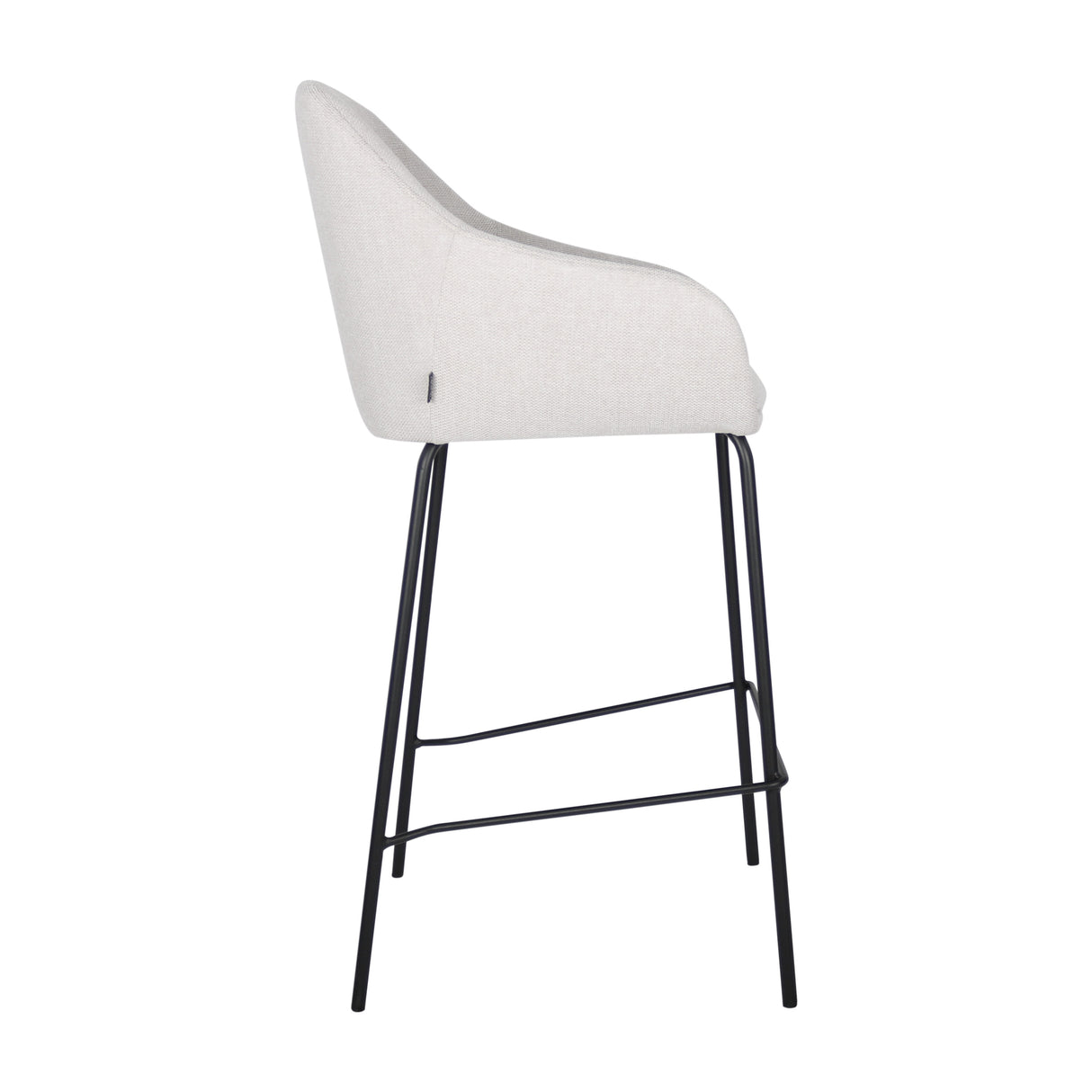 Bar Stool with Textured Fabric Upholstery, Armrests, Black Metal Frame, Comfortable Seat – Suus | Kick Collection