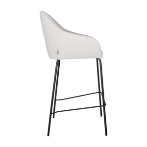 Bar Stool with Textured Fabric Upholstery, Armrests, Black Metal Frame, Comfortable Seat – Suus | Kick Collection