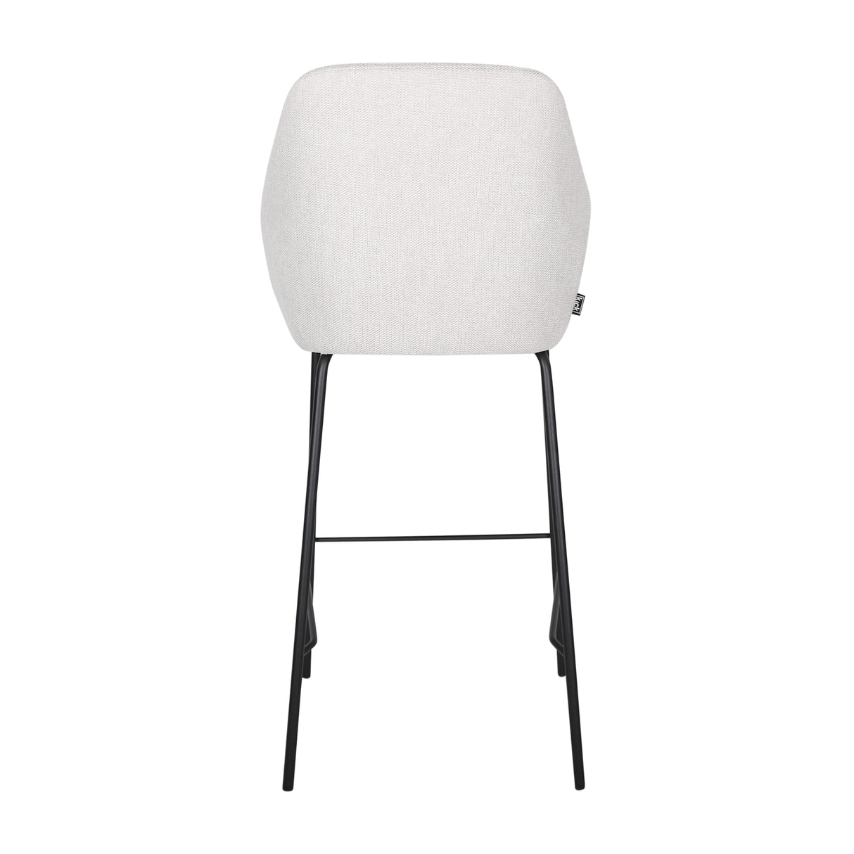 Bar Stool with Textured Fabric Upholstery, Armrests, Black Metal Frame, Comfortable Seat – Suus | Kick Collection