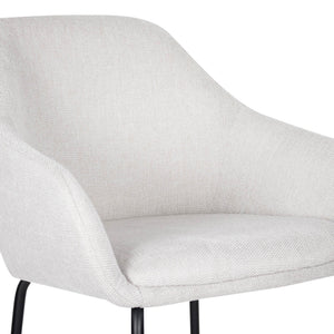 Bar Stool with Textured Fabric Upholstery, Armrests, Black Metal Frame, Comfortable Seat – Suus | Kick Collection