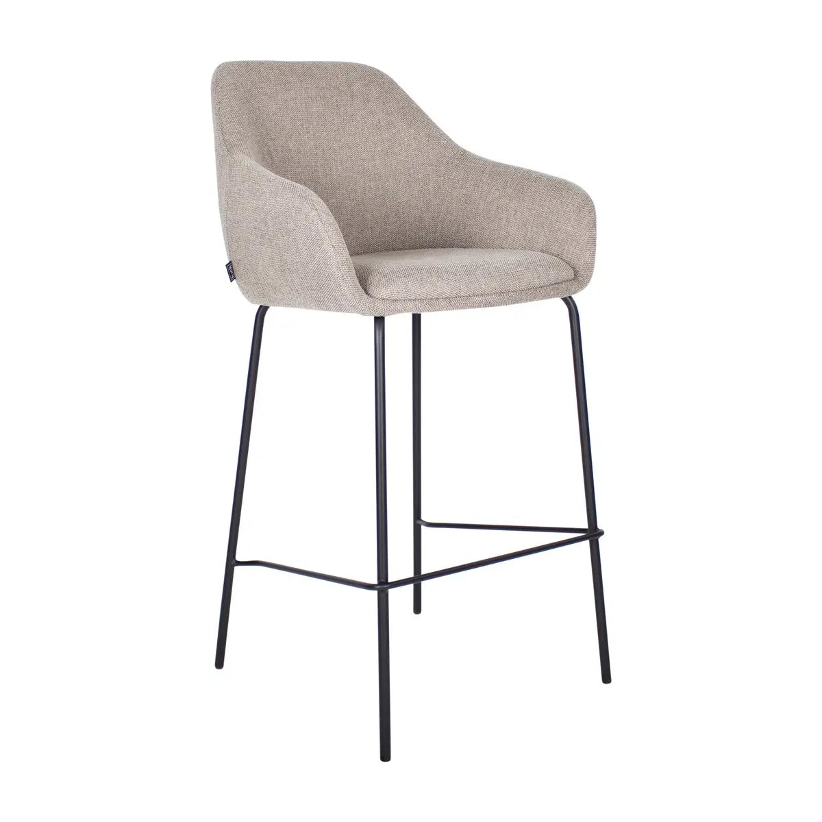 Barstuhl – Texturstoff, Metall Gestell, Armlehne Design, Taupe - Suus | Kick