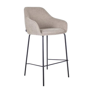Barstuhl – Texturstoff, Metall Gestell, Armlehne Design, Taupe - Suus | Kick