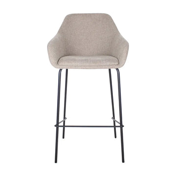 Barstuhl – Texturstoff, Metall Gestell, Armlehne Design, Taupe - Suus | Kick