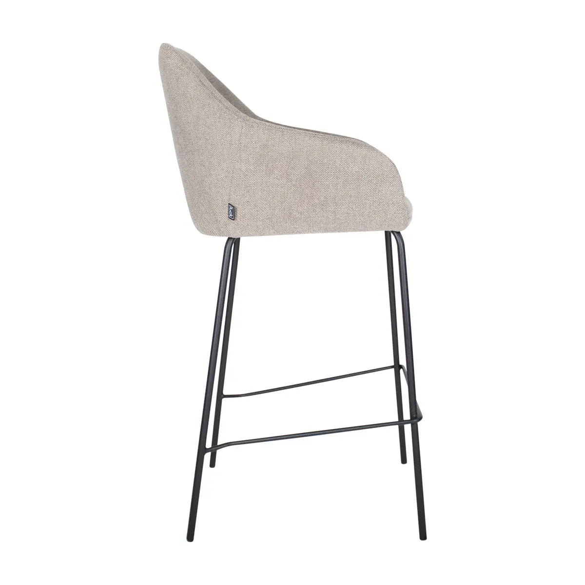 Barstuhl – Texturstoff, Metall Gestell, Armlehne Design, Taupe - Suus | Kick