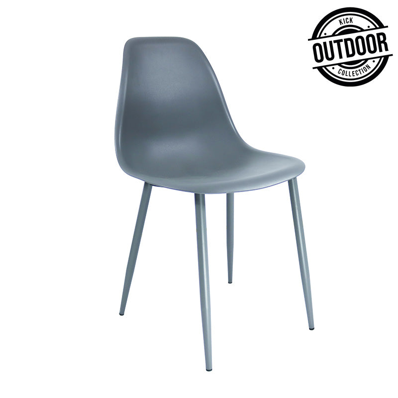 Gartenstuhl – Kunststoff Sitzschale, Metallgestell, Dunkelgraue Farbe - Nero | Kick Collection