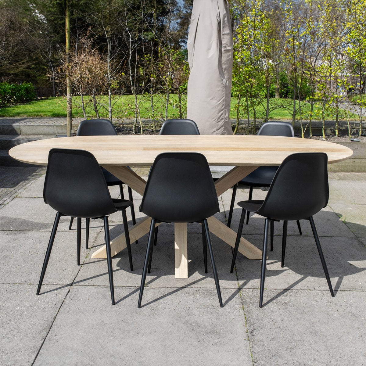 Gartenstuhl – Kunststoff Sitzschale, Metallgestell, Dunkelgraue Farbe - Nero | Kick Collection