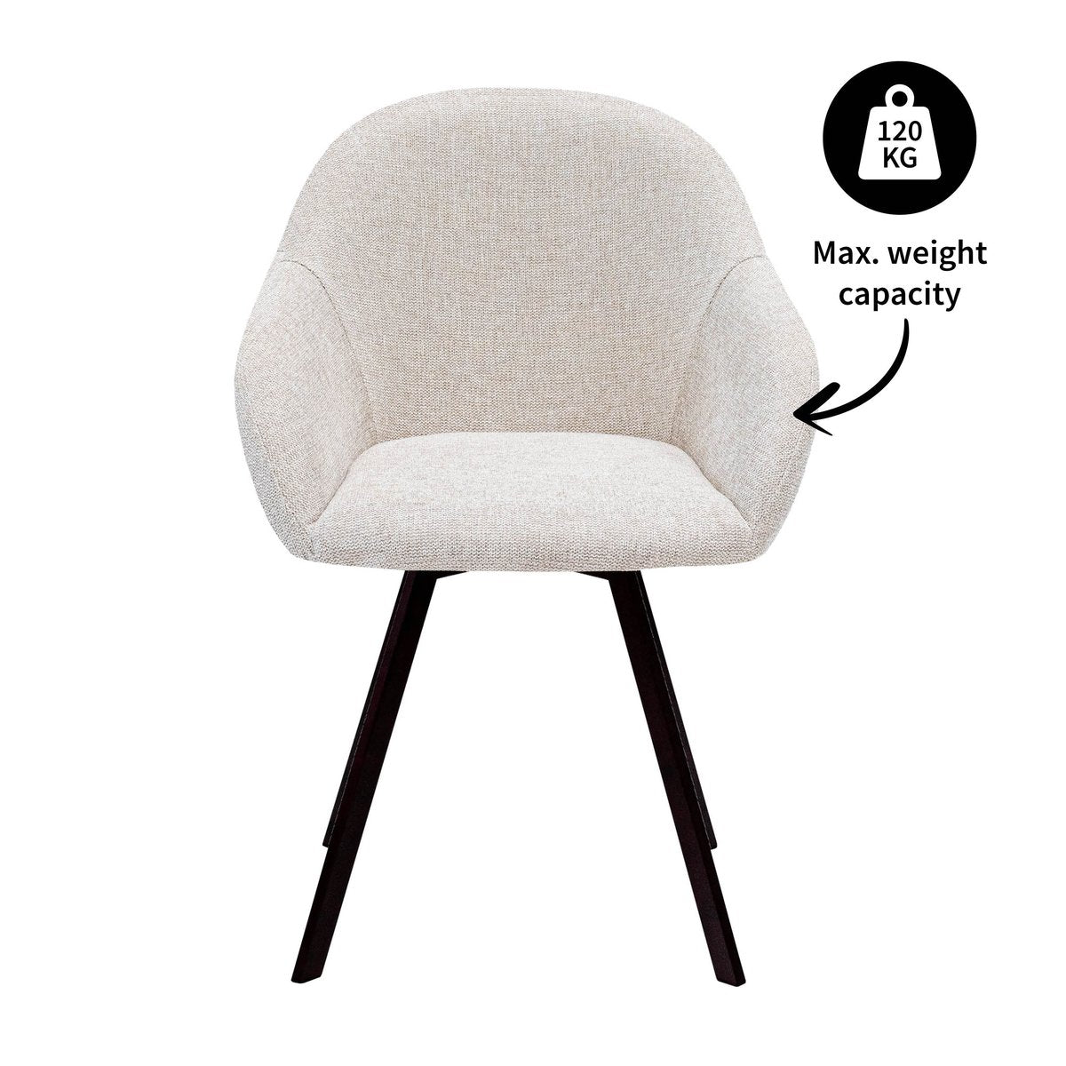 Drehstuhl – Strukturstoff Bezug, Drehfunktion 180°, Champagne Farbe - Olof | Kick Collection