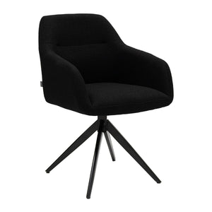 Drehstuhl – Strukturstoff Bezug, Schwarzes Metallgestell, Schwarze Farbe - Ravi | Kick Collection