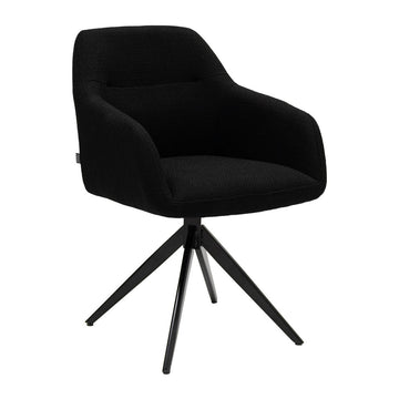 Drehstuhl – Strukturstoff Bezug, Schwarzes Metallgestell, Schwarze Farbe - Ravi | Kick Collection