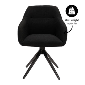 Drehstuhl – Strukturstoff Bezug, Schwarzes Metallgestell, Schwarze Farbe - Ravi | Kick Collection