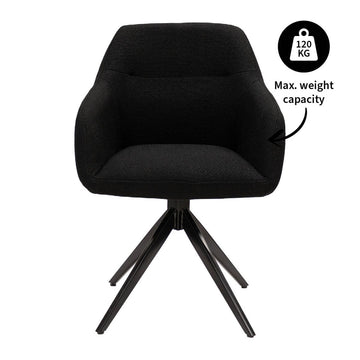 Drehstuhl – Strukturstoff Bezug, Schwarzes Metallgestell, Schwarze Farbe - Ravi | Kick Collection