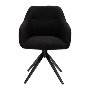 Drehstuhl – Strukturstoff Bezug, Schwarzes Metallgestell, Schwarze Farbe - Ravi | Kick Collection