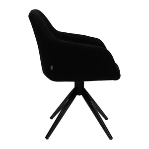 Drehstuhl – Strukturstoff Bezug, Schwarzes Metallgestell, Schwarze Farbe - Ravi | Kick Collection