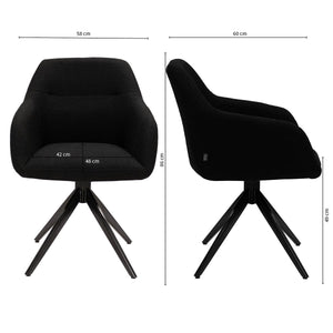 Drehstuhl – Strukturstoff Bezug, Schwarzes Metallgestell, Schwarze Farbe - Ravi | Kick Collection