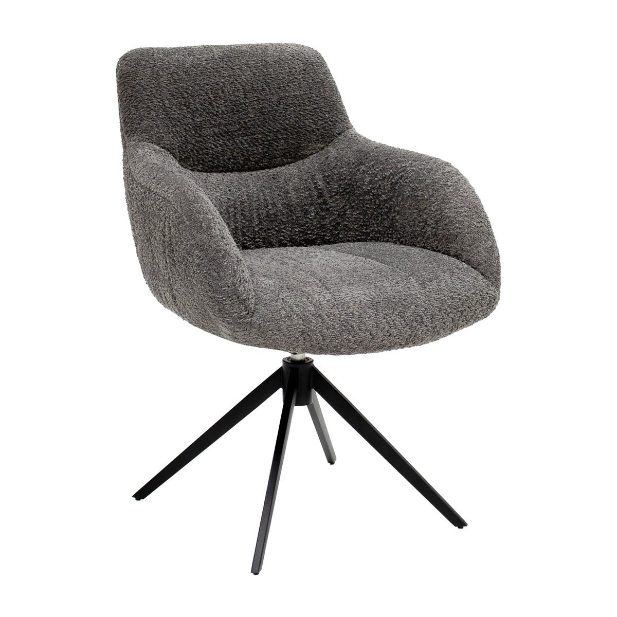 Esszimmerstuhl – Dunkelgraue Farbe, Bouclé Bezug, 360° Drehfunktion - Fer | Kick Collection