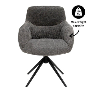Esszimmerstuhl – Dunkelgraue Farbe, Bouclé Bezug, 360° Drehfunktion - Fer | Kick Collection
