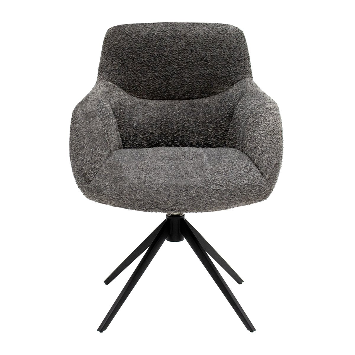 Esszimmerstuhl – Dunkelgraue Farbe, Bouclé Bezug, 360° Drehfunktion - Fer | Kick Collection