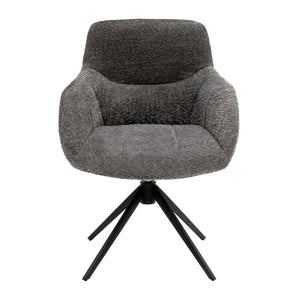 Esszimmerstuhl – Dunkelgraue Farbe, Bouclé Bezug, 360° Drehfunktion - Fer | Kick Collection